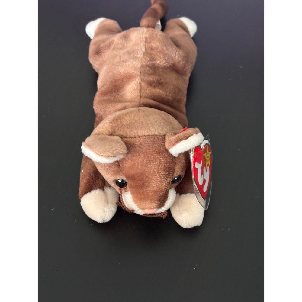 Ty Beanie Babies Pounce the Cat Brown Kitten Plush Vintage 1997 4122 NWT